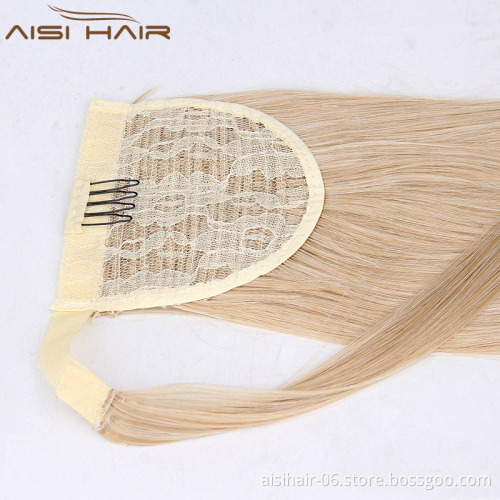 Wholesale Long Straight Wrap Around Ponytails Extension Synthetic Hair Drawstring Ponytail Hair Wigs